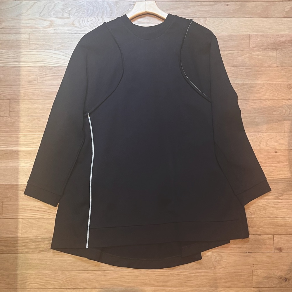Y-3 Yohji Yamamoto Black Top w/Geometric Contrasting Top Stitching Size L